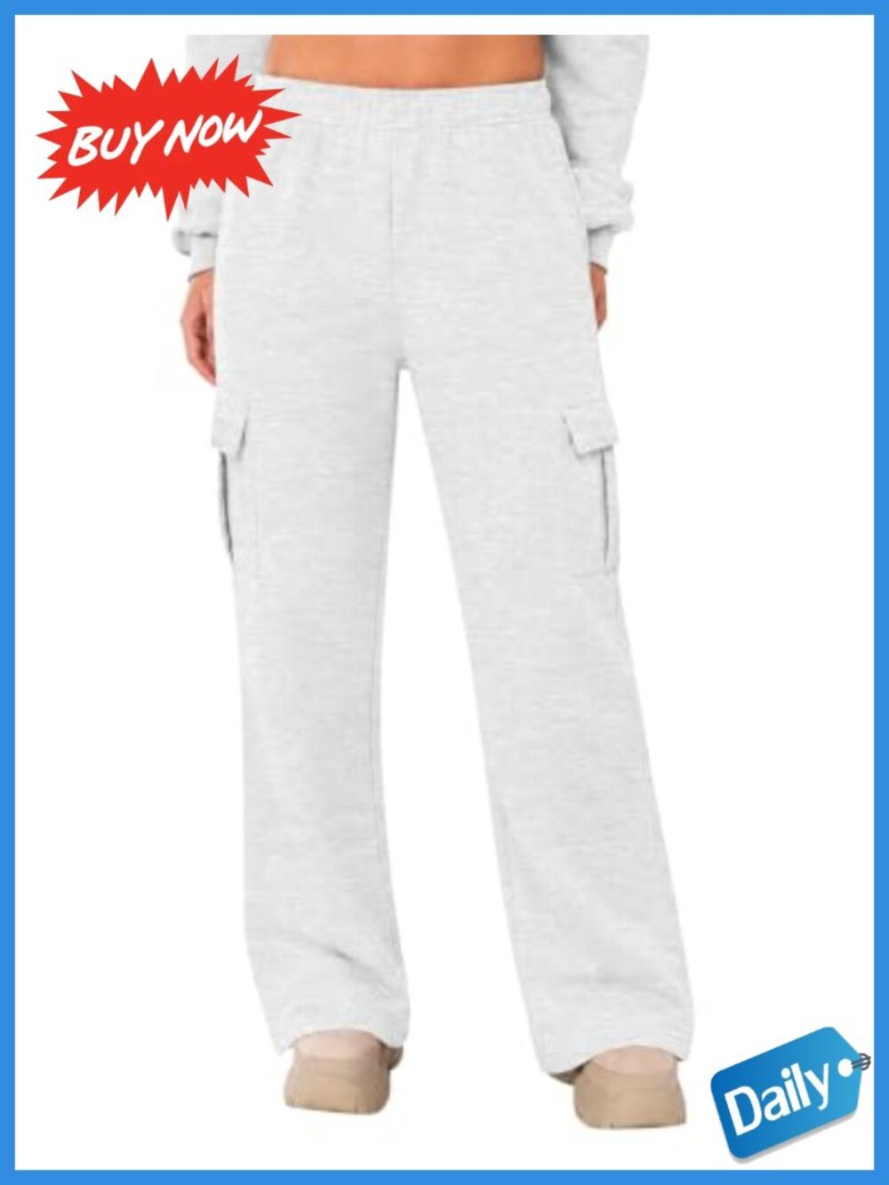 Womens Fleece Wide Leg Sweatpants High Rise Drawstring Cargo Lounge